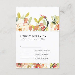 BLUSH PEACH PINK WATERCOLOR FLORAL WEDDING RSVP ENCLOSURE CARD