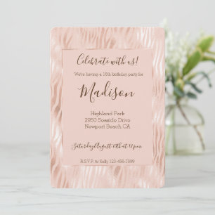 Blush Peach Pink Zebra print Invitation