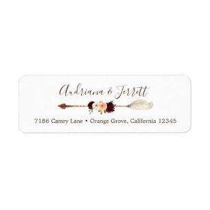 Blush & Peach Rose Boho Arrow Return Address Return Address Label