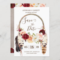 Blush & Peach Rose Dreamcatcher Boho Save the Date