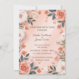 Blush Peach Rose Garden Wedding Invitation