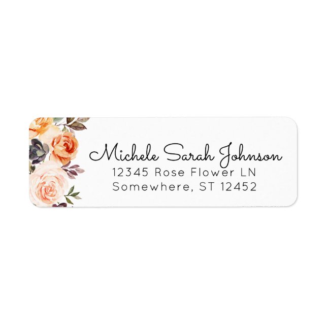 Blush & Peach Rustic Floral Return Address Label (Front)