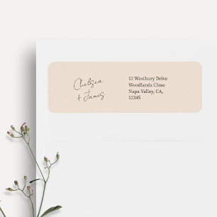 Blush Peach Script Welcome Wedding Address Return Address Label