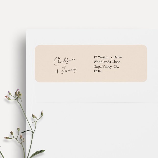 Blush Peach | Script Welcome Wedding Address Return Address Label (Creator Uploaded)