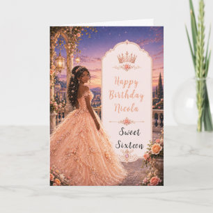 Blush Peach Sweet 16 Princess Garden Card