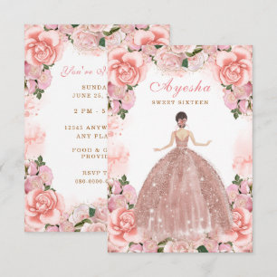 Blush Peach Sweet Sixteen Birthday invitation card