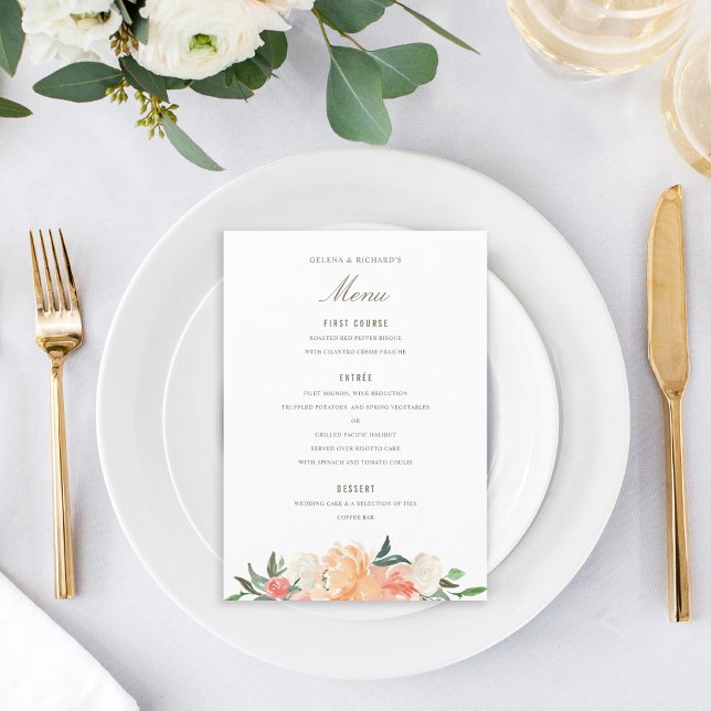 Blush Peach Watercolor Floral Custom Colour Menu (Creator Uploaded)