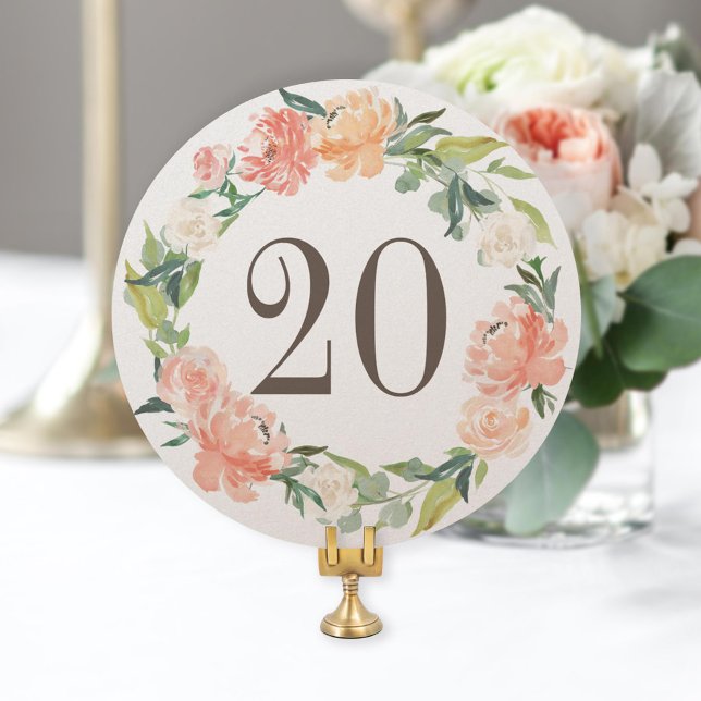 Blush Peach Watercolor Floral Table Number (Creator Uploaded)