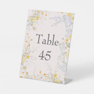 Blush Peach Wildflower Folded Wedding Program Card Pedestal Sign