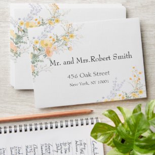 Blush Peach Wildflower Wedding Photo Save The Date Envelope