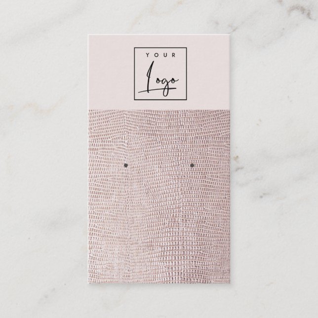 Blush Pearl Leather Texture Earring Display Business Card (Front)