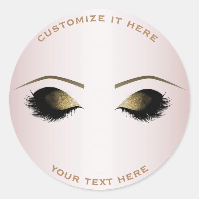 Blush Pearl Pink Makeup Eyelashes Beauty Party Classic Round Sticker (Front)