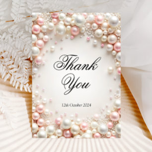 Blush Pearls Bridal Shower Thank You Card