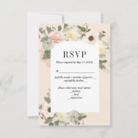 Blush Peonies and Anemones Romantic RSVP Card
