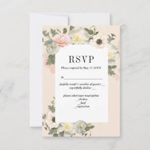 Blush Peonies and Anemones Romantic RSVP Card