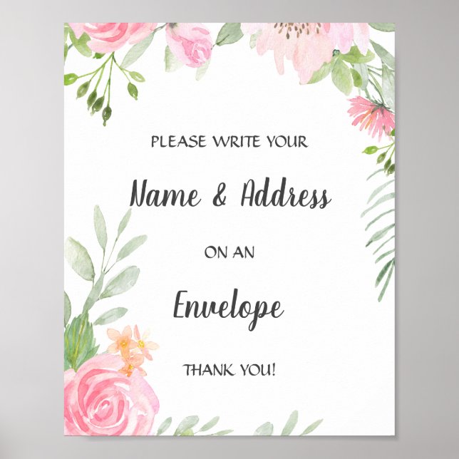 Blush Peonies Baby Shower Address Envelope Poster (Front)