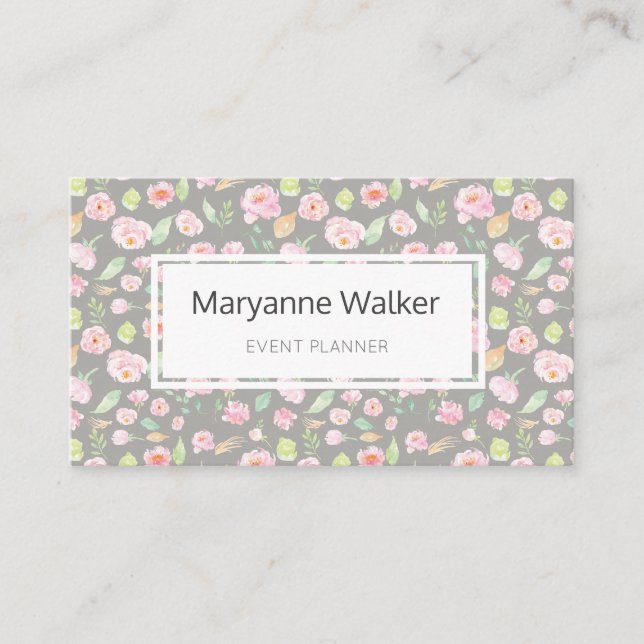 Blush Peonies Business Card (Front)