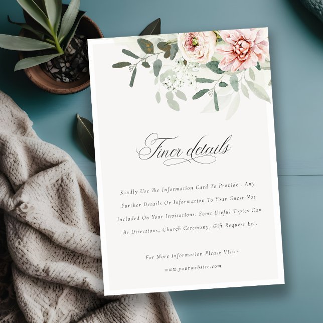 Blush Peonies Eucalyptus Foliage Wedding Details Enclosure Card (Creator Uploaded)