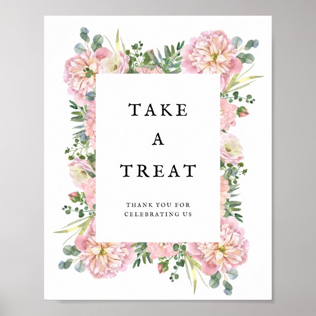 Blush Peonies Hydrangea Eucalyptus Favours Poster (Front)