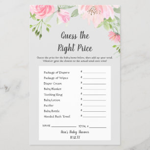 Blush Peonies on Gray Guess The Right Price Game Flyer