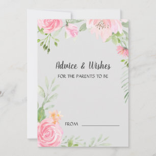 Blush Peonies on Grey Baby Shower Advice Cards