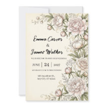 Blush Peony Botanical Wedding Invitation