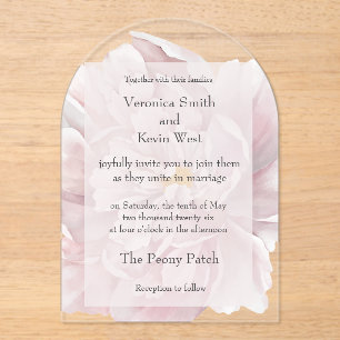 Blush Peony Clear Acrylic Wedding Invitation