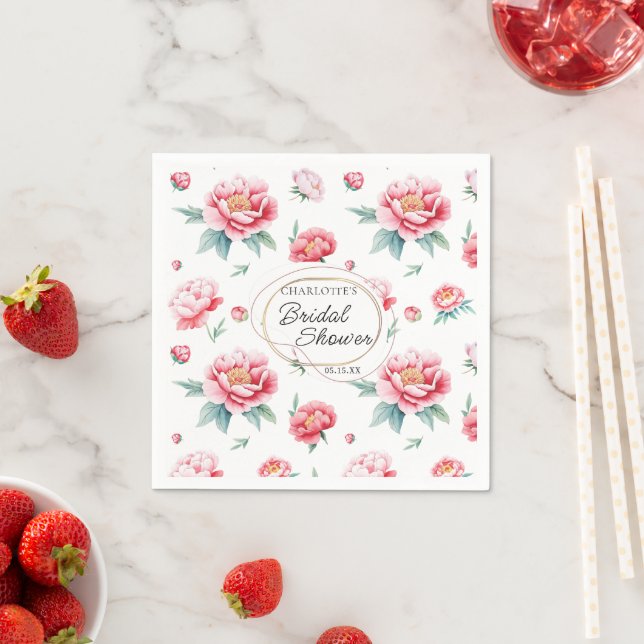 Blush Peony Custom Name Napkins (Insitu)