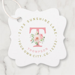 Blush Peony Dahlia Floral Circular Address Label