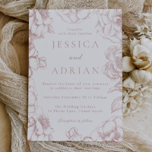 Blush Peony Elegant Floral Wedding Invitation
