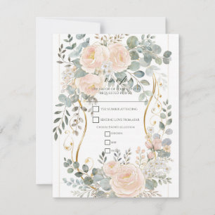 Blush Peony & Eucalyptus Botanical Floral Wedding Invitation