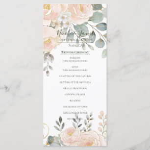 Blush Peony & Eucalyptus Botanical Floral Wedding Menu