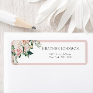 Blush Peony Floral Bridal Shower Label Return Address Label