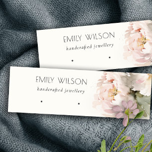 Blush Peony Floral Earring Hoop Loop Stud Display Mini Business Card