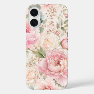 Blush Peony Floral iPhone 16 Pro Max Tough Phone C Case