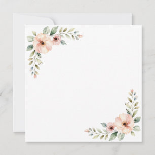 Blush Peony Floral Watercolor Wedding Corner Frame Invitation