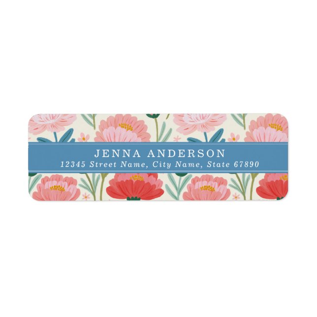 Blush Peony Flowers Background Address Label Return Address Label (Front)