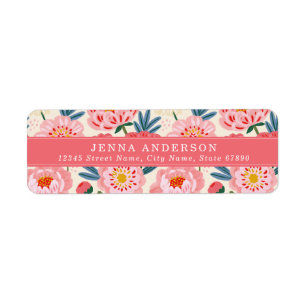 Blush Peony Flowers Background Address Label Return Address Label