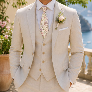 Blush Peony Rose English Garden Wedding Tie