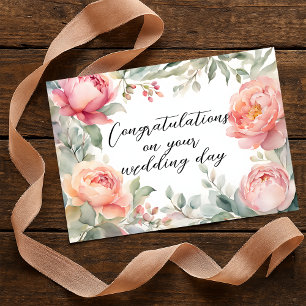 Blush Peony Watercolor Botanical Frame Wedding Card