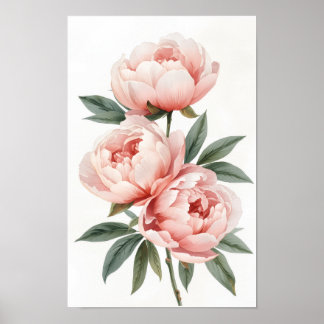Blush Peony Watercolor Botanical Wall Art