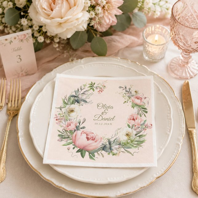 Blush Peony Wedding Napkin (Blush Peony Wedding Napkin)