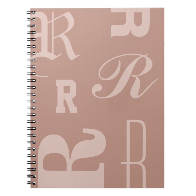 Blush Personalised Monogram, Typography Initials Notebook (Front)