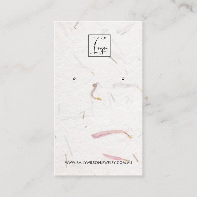 BLUSH PETAL HANDMADE PAPER  STUD EARRING DISPLAY BUSINESS CARD (Front)