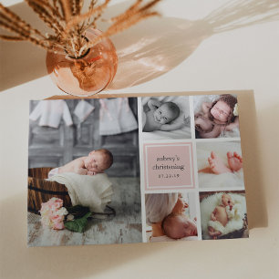Blush Photo Collage Christening or Baptism Guest Book