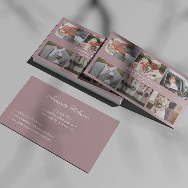 Blush Photo Collage Photographer/photography Business Card (Creator Uploaded)