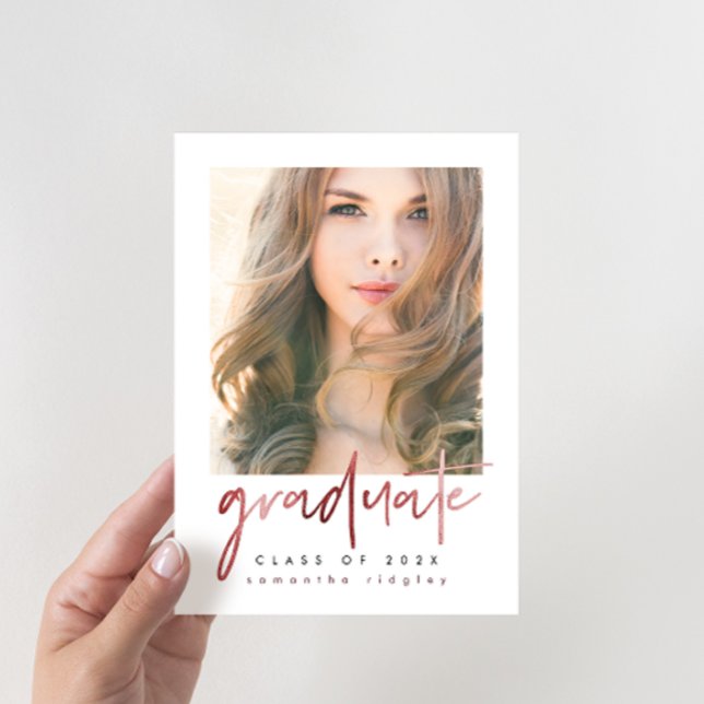 Blush Photo Graduation Party with Typography Invitation (Creator Uploaded)