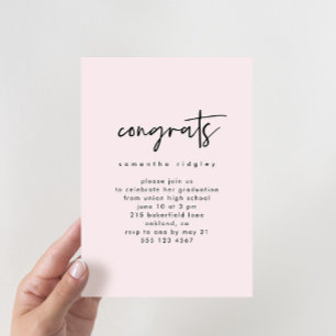 Blush Photo Graduation Party with Typography Invitation
