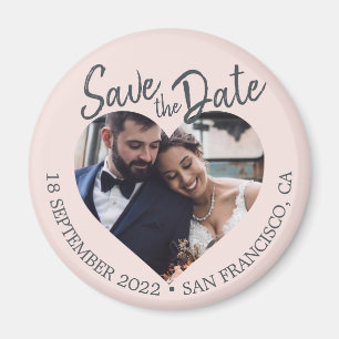 Blush Photo Modern Script Save the Date Magnet