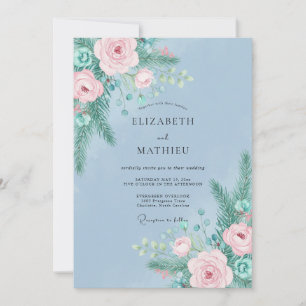 Blush Pine Watercolor Wedding Invitation